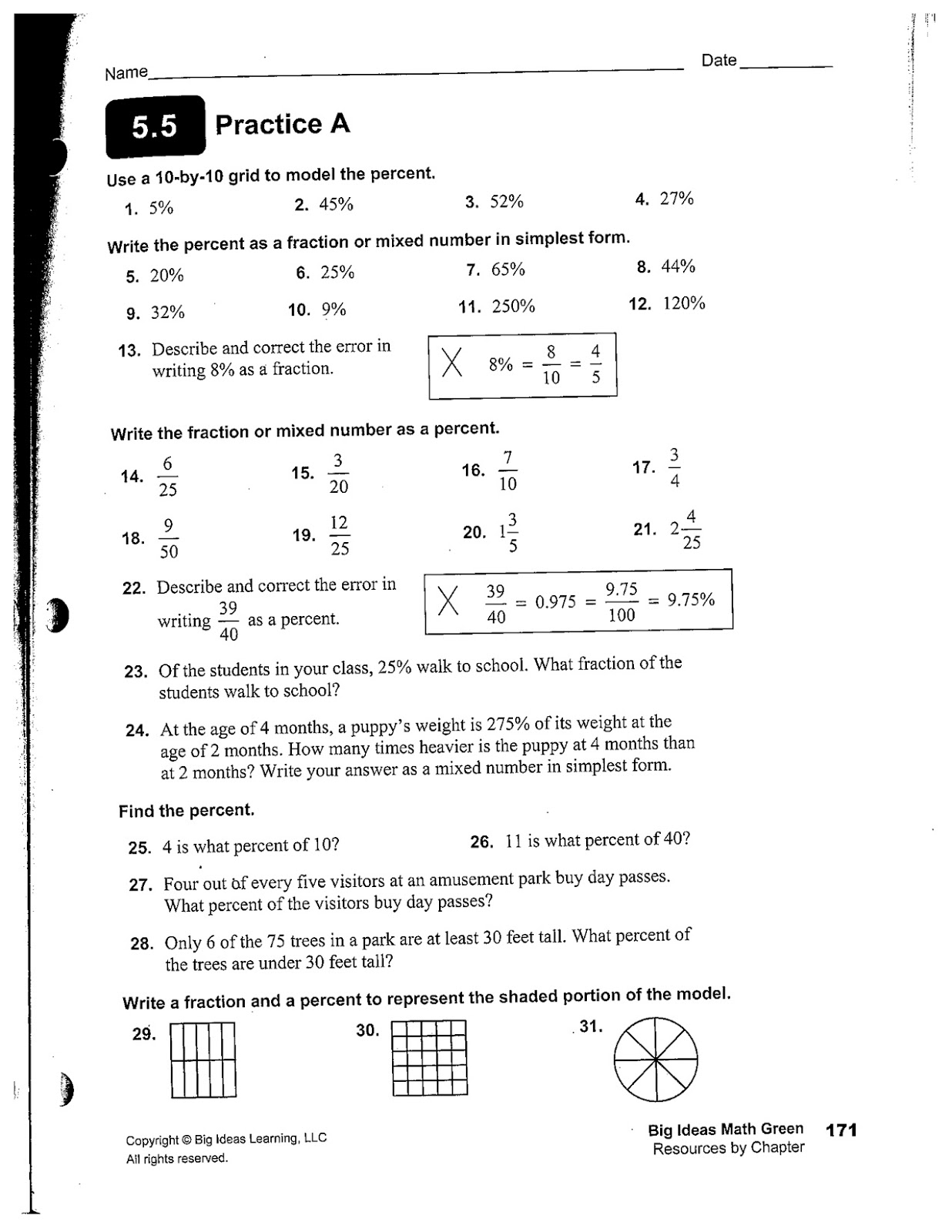6th grade assignment sheets