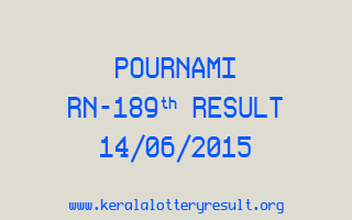 POURNAMI RN 189 Lottery Result 14-6-2015