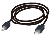USB端子の付いたケーブルのイラスト（Type-AからType-B）