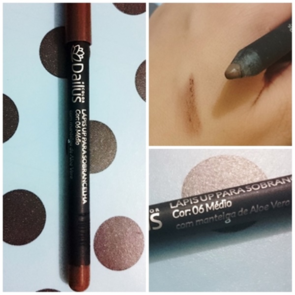 resenha e swatches Lápis up para sobrancelhas Dailus cor 06 médio
