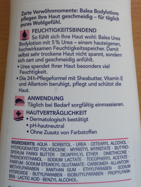 YuNiis Pflegeblog Bewertung der "Balea Urea Bodylotion" (von dm