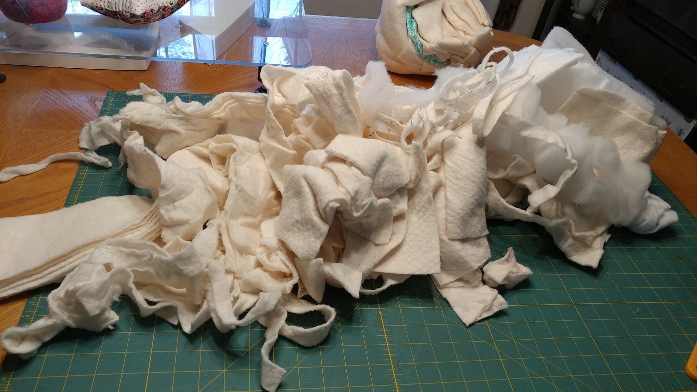 The Life of Riley Two Quilted Couch Pillows Using Batting Scraps as