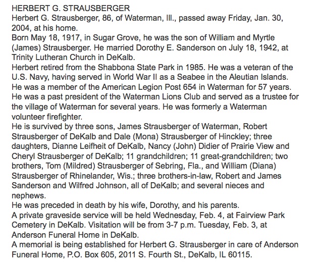 Herbert Strausberger obituary