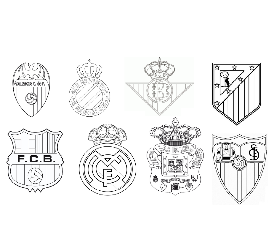 Escudos de fútbol para pintar.