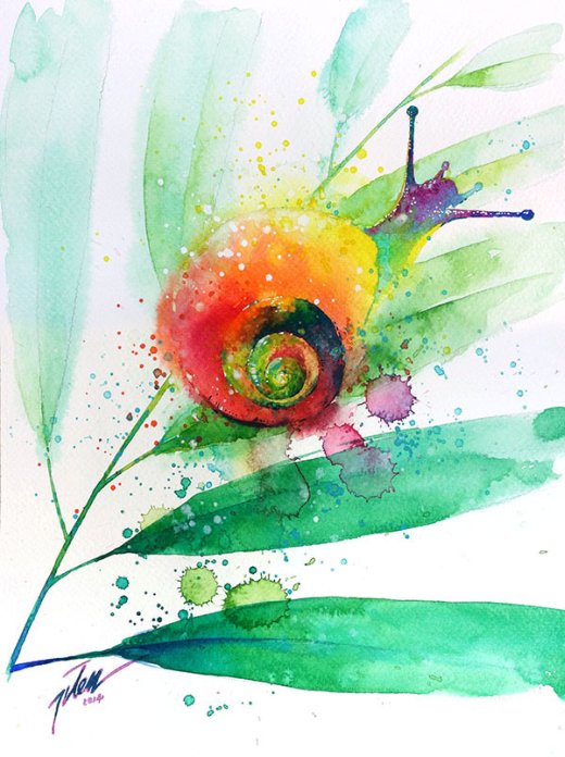 As coloridas aquarelas com pinturas de animais de Tilen Ti Tilen Ti pinturas aquarela colorida animais