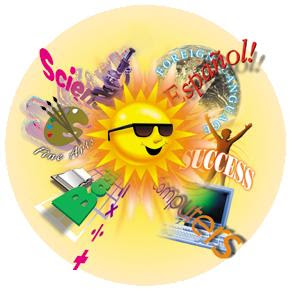 Summer Camp! Fun Things Offered At College For Kids.  Click On The Sun To Take You To Our Website