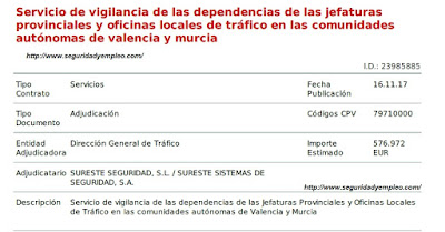 Servicio de vigilancia de las dependencias de las jefaturas provinciales y oficinas locales de tráfico en las comunidades autónomas de valencia y murcia