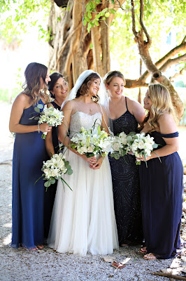 bridesmaids in blue at casa ybel resort bride at casa ybel resort wedding photo