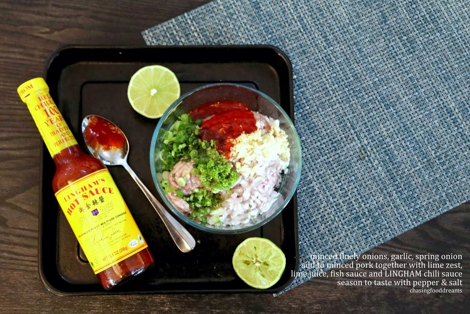 CHASING FOOD DREAMS Recipe Minced Pork Sausage with LINGHAM Chili Sauce