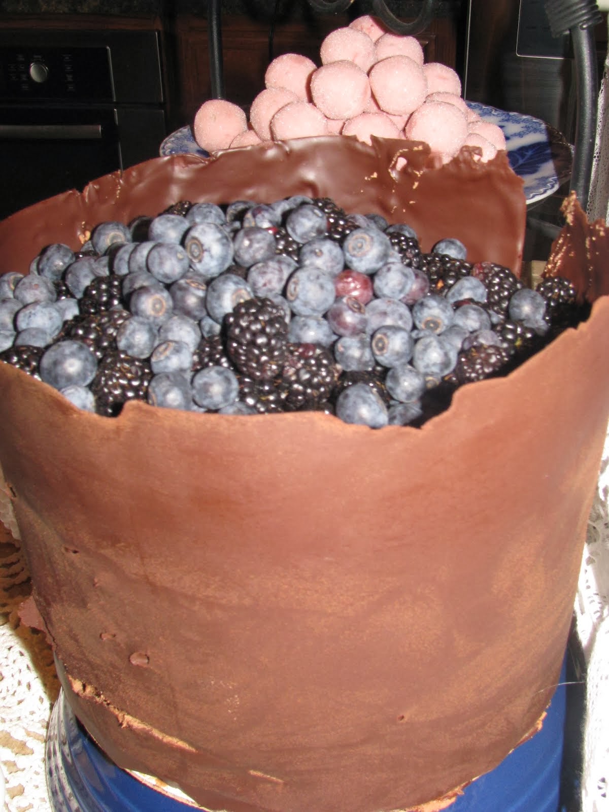 Chocolate Wrapped Blue Chocolate Cake