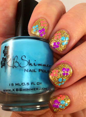nail challenge collaboritve, kb shimmer, summer 2015, spring flowers, glitter, neons, nail polish 