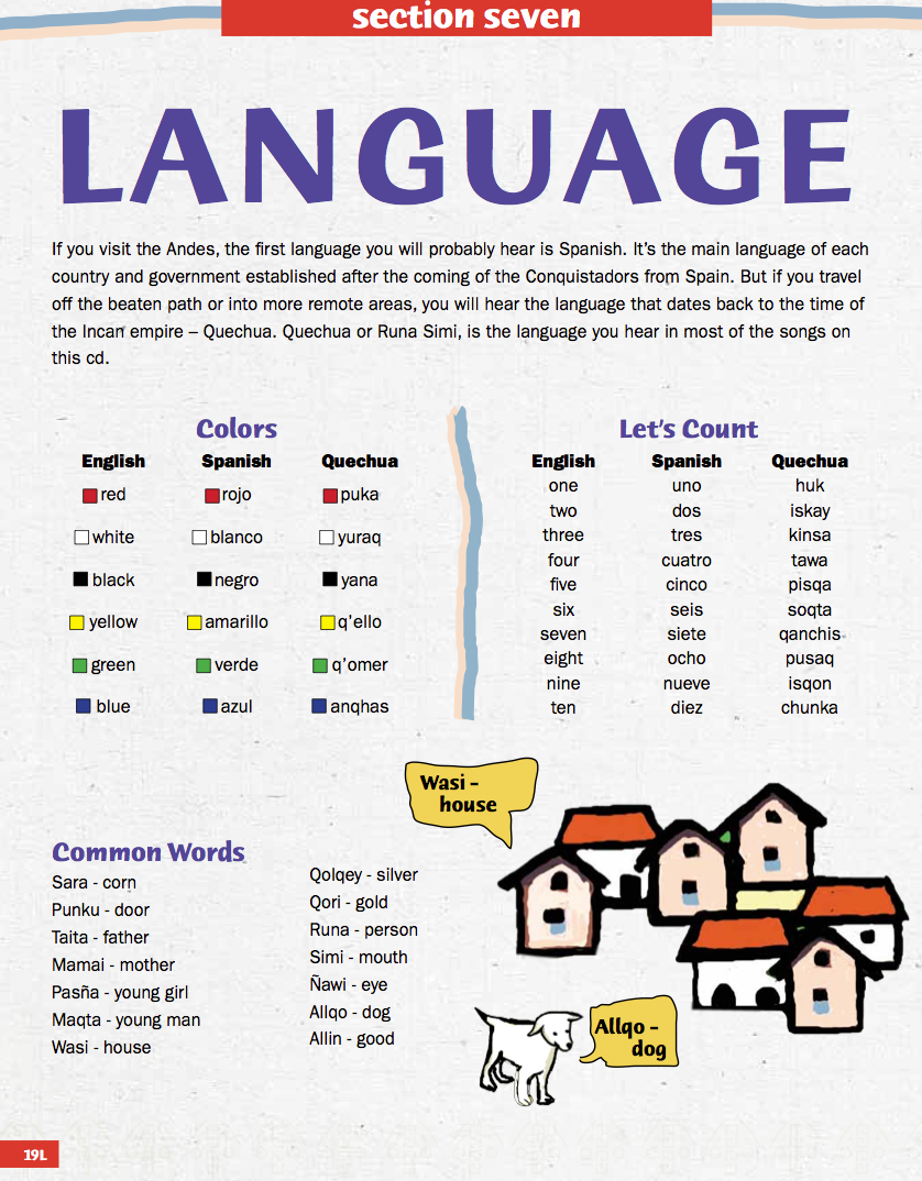 words-in-English-Spanish-Quaechua-languages