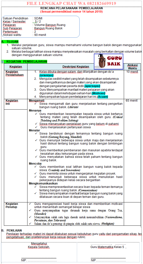 download contoh rpp daring kelas 5 sd 2020 2021