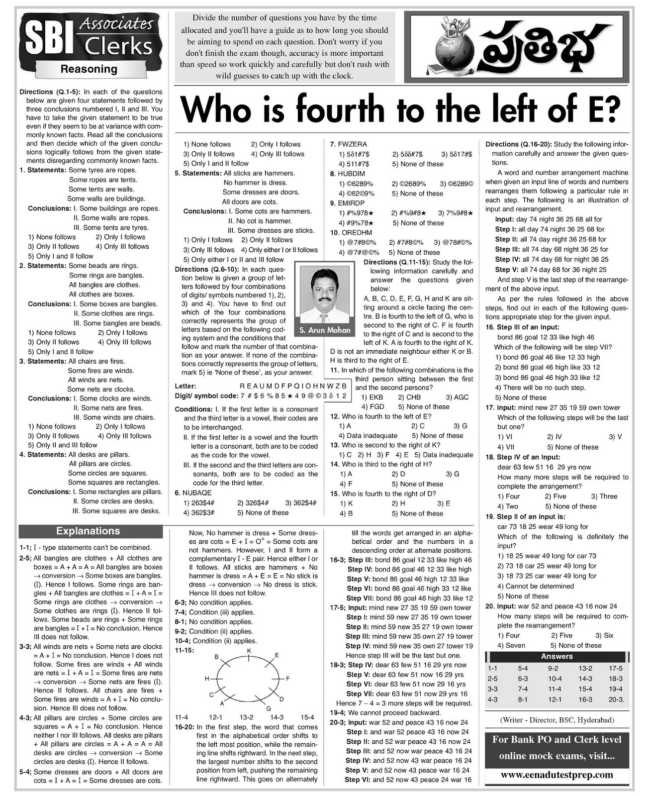 TELUGU NEWS PAPERS IBPS ,SBI ,PO ,CLERK EXAM MATERIALS IBPS Exam