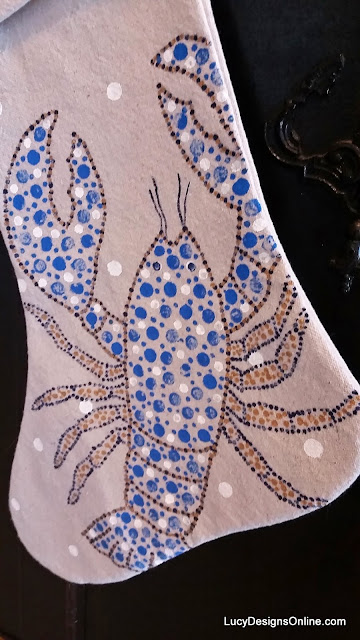 hand painted crawfish stocking