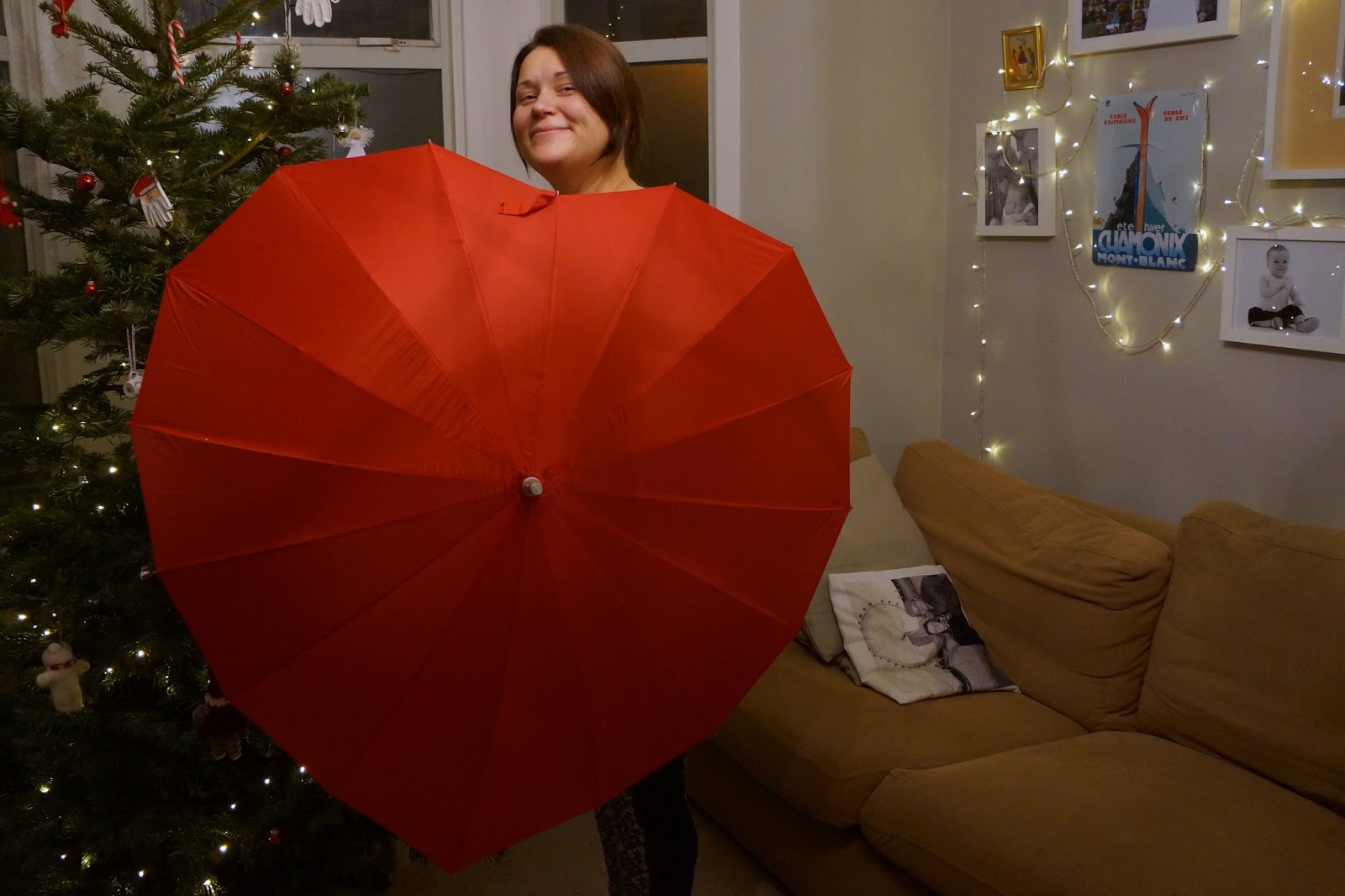 red heart shaped umbrella