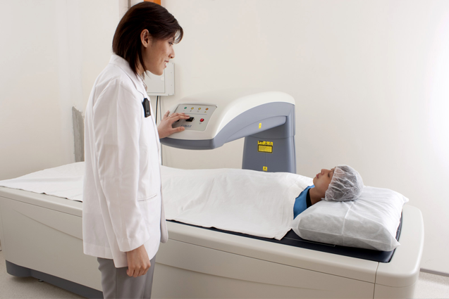 What is the procedure for a bone-density test?