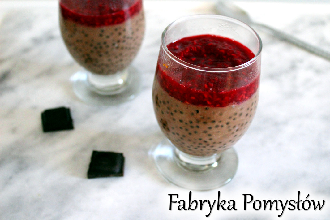 Fabryka Pomysłów Czekoladowy pudding z tapioki z malinami