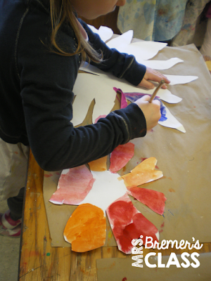 Spring art activity for Kindergarten- making flowers using warm and cool colors.