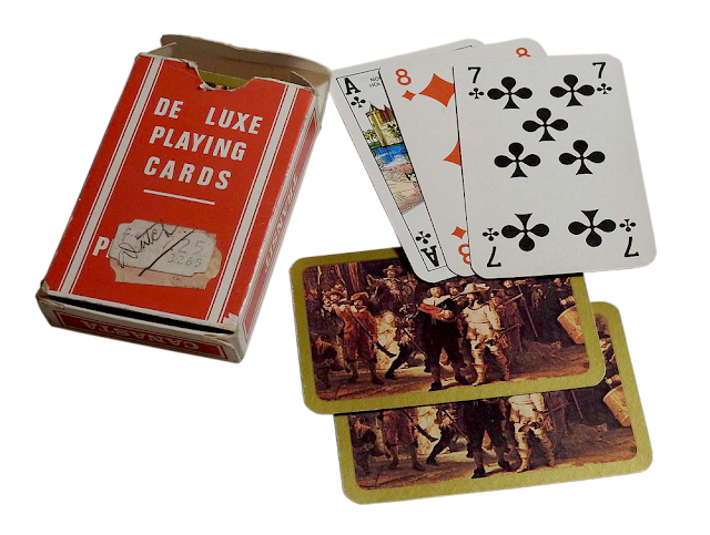A deck of playing cards with dutch scenes.