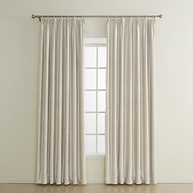 Beige Blackout Curtain Custom Embossed Flame-retardant Window Treatment ( One Panel )