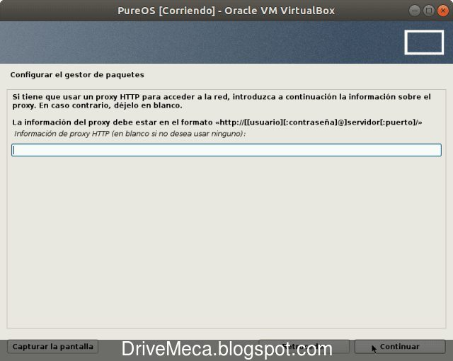 Escribimos informacion de proxy si lo necesitamos para internet Escribimos informacion de proxy si lo necesitamos para internet