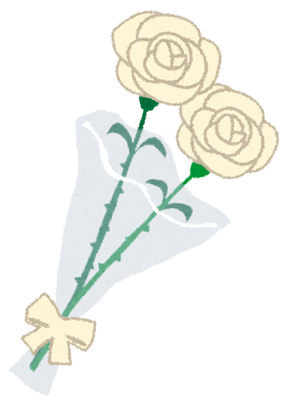 無料イラスト かわいいフリー素材集 父の日のイラスト 白いバラの花束