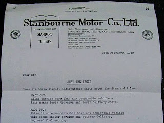 Stanbourne Motor Co Ltd letterehead February 1960