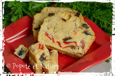 © Popote et Nature - cake pois chiches - pimientos-olives-mozzarella