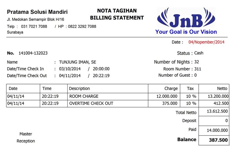 Gold Vision Hotel And PABX Telephone Billing System