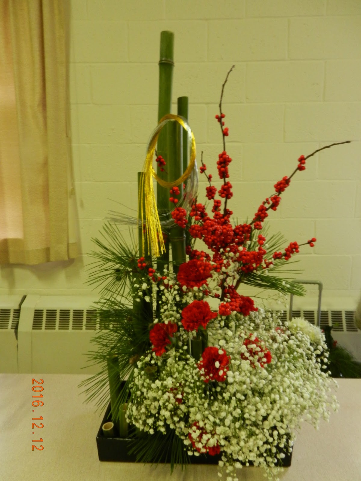 Orchids and Ikebana Holiday Arrangement for Japanese New Year