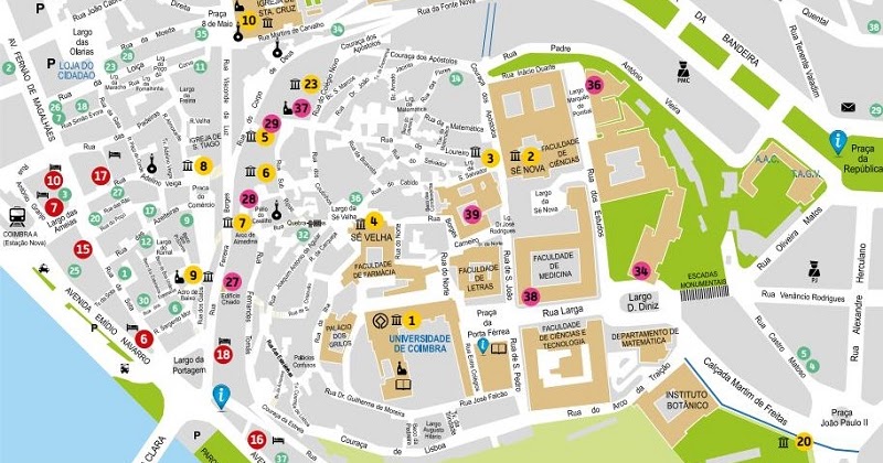Mapa turístico de Coimbra | Dicas de Lisboa e Portugal