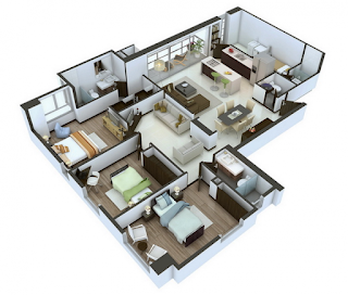 Desain Rumah Modern Insprasi 25 Denah Desain Rumah Modern 3D Sederhana dan Minimalis 3 Kamar