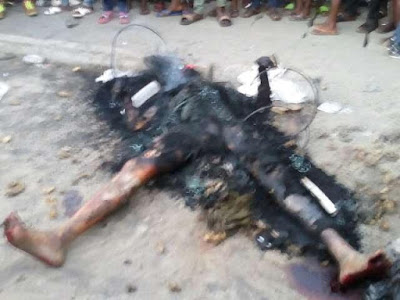 Jungle Justice: Robbers burnt to death in Warri (Graphic Photos)