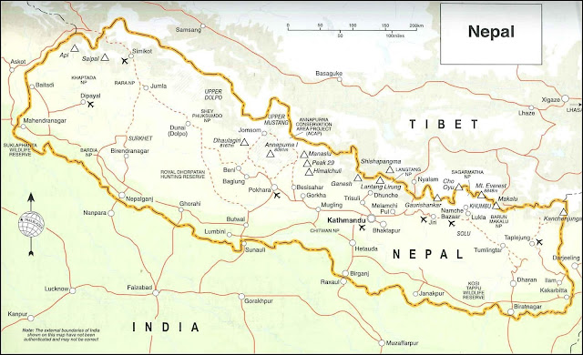 Carte générale du Népal