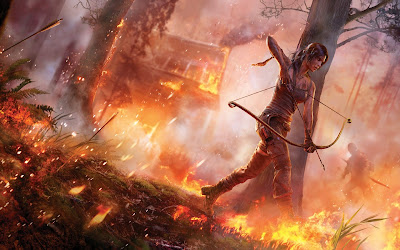 Lara Croft Tomb Raider with Archer in Fire 2013 HD Game Wallpaper