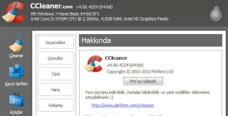 CCleaner V4.06.4324 (64) bit yeni sürümü