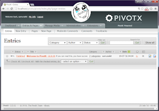Install PivotX 2.3.11 PHP blog on Windows XAMPP tutorial 20