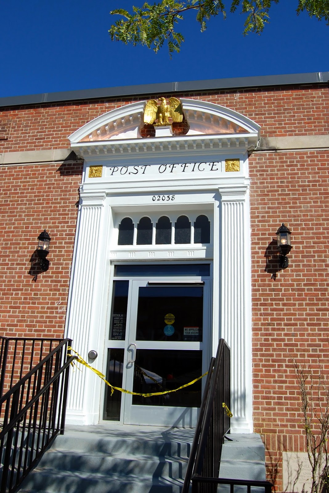 behind the row of booths, the Post Office got a newly painted entrance behind the row of booths, the Post Office got a newly painted entrance