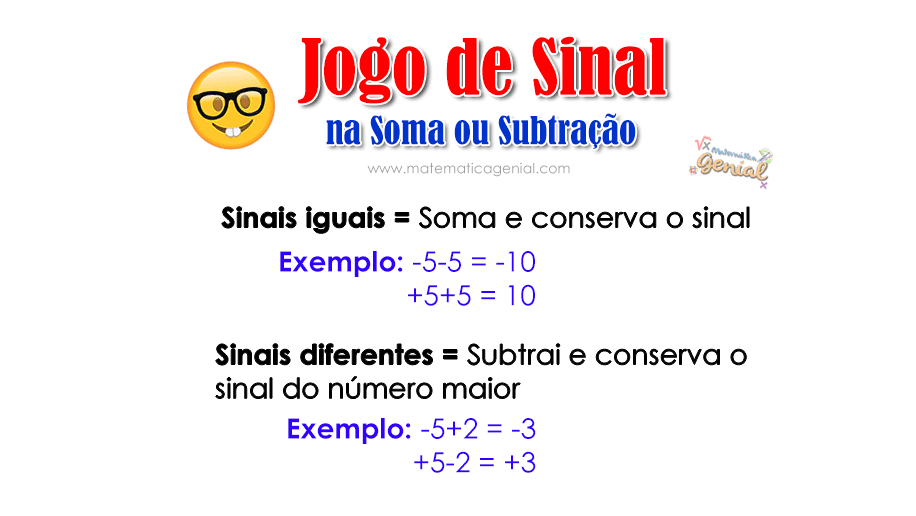 jogo de sinal - Matemática