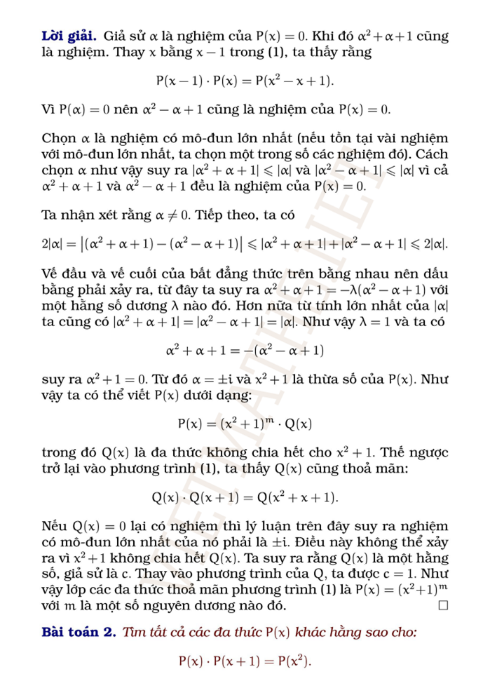 Số phức trong bài toán về đa thức phần 2