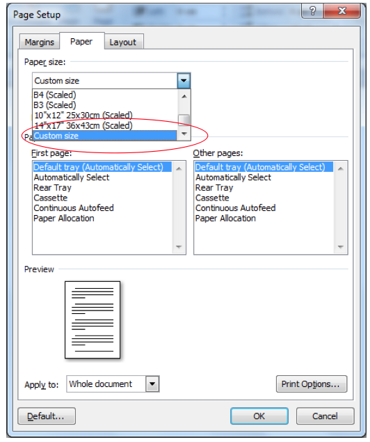 computer paper size