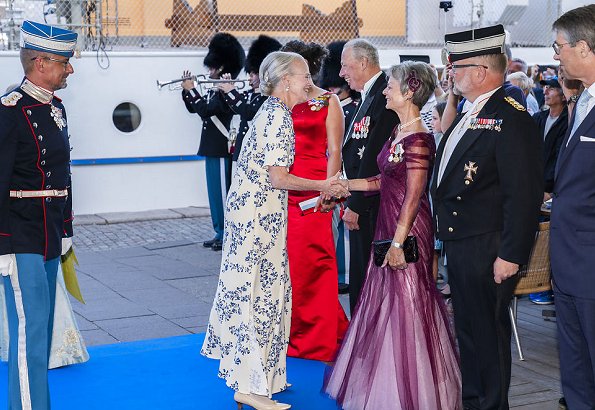 Queen Margrethe of Denmark attended gala dinner of 360th anniversary of establishment of Royal Life Guards held at Admiral Hotel in Copenhagen