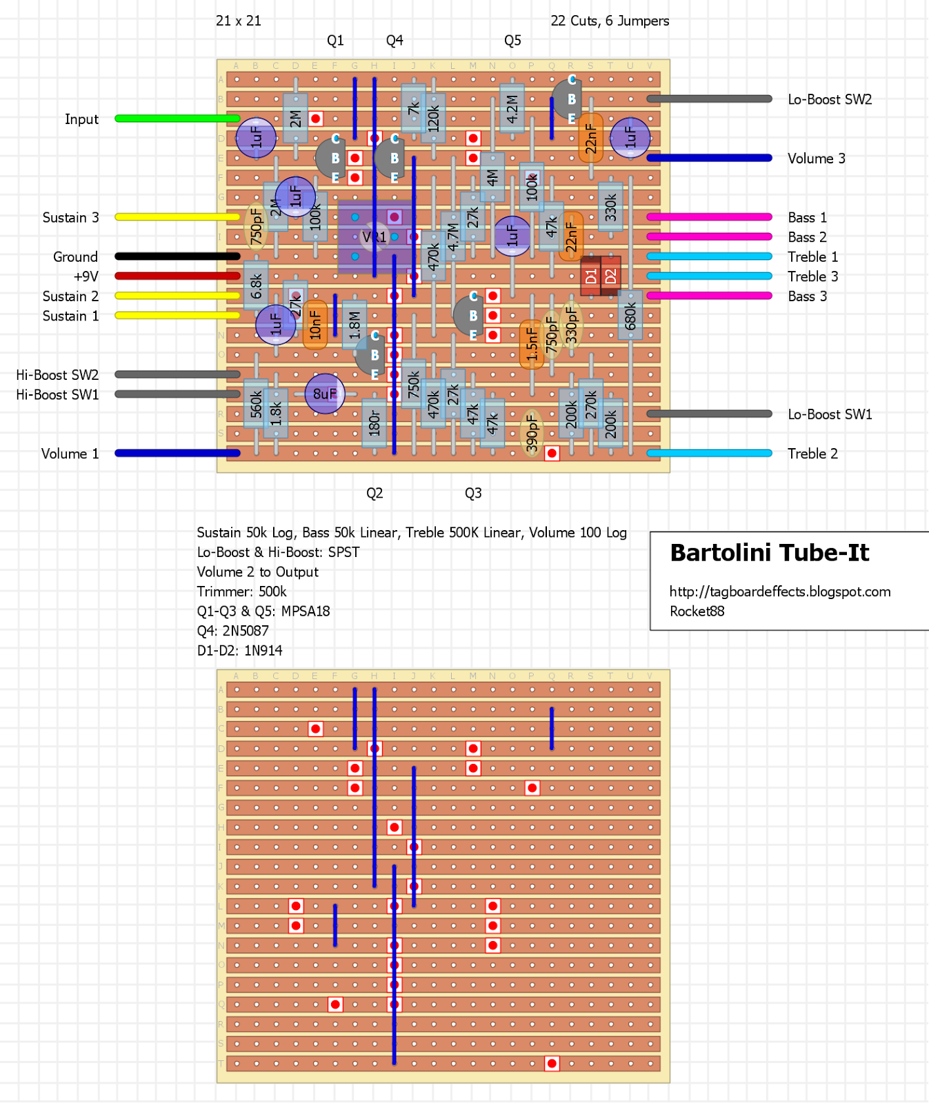 Guitar FX Layouts: Bartolini Tube-It