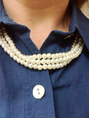 3 strand faux pearl necklace