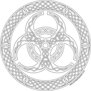 A biohazard symbol in knotwork to print and color in jpg and transparent PNG format 