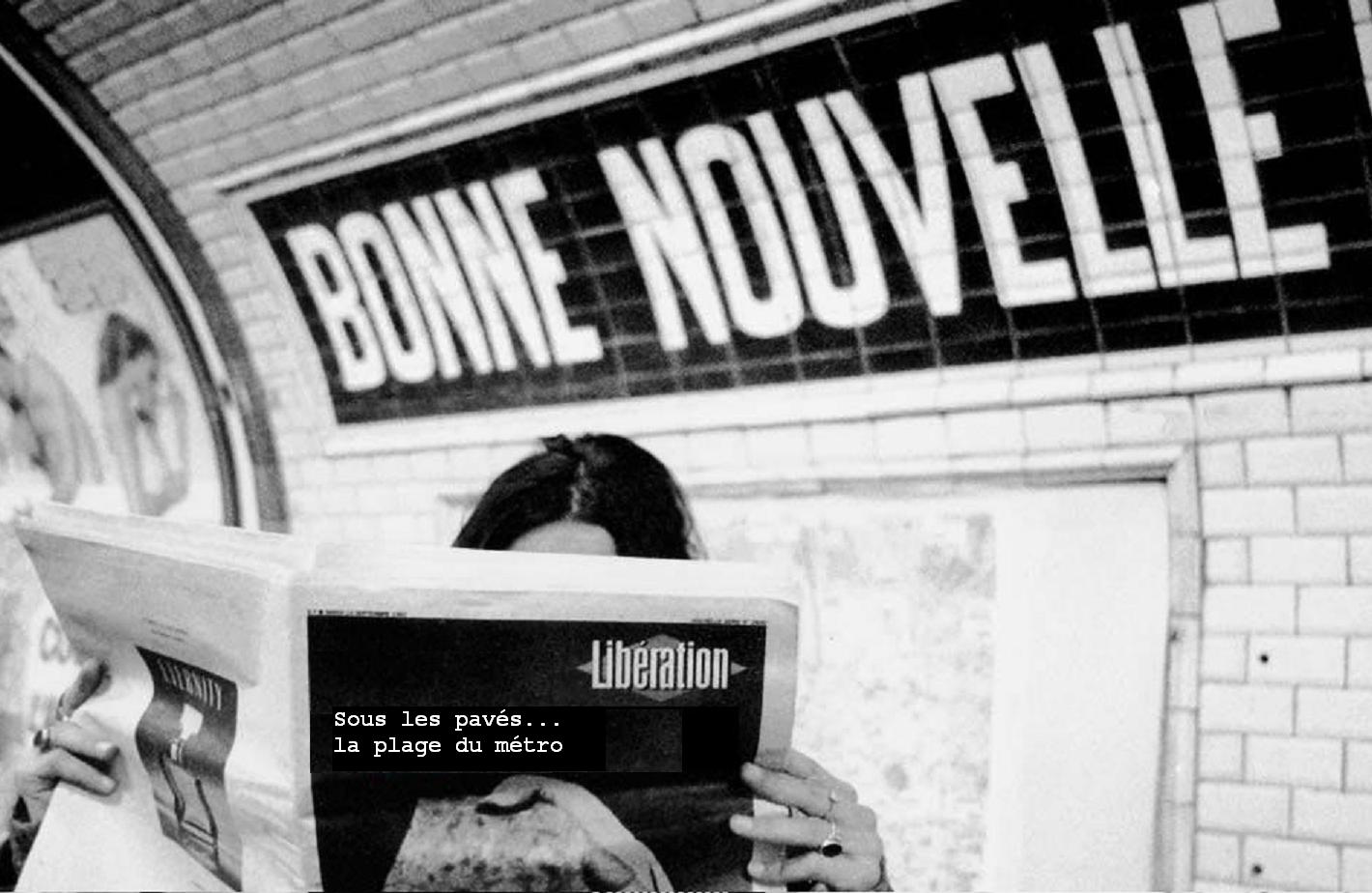 Métro+BONNE-NOUVELLE+sous+les+pavés+la+plage+en+blanc.JPG