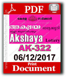 Kerala Lottery 06.12.2017 Akshaya AK 322 Lottery Results Official PDF www.keralalotteriesresults.in keralalotteries, kerala lottery, keralalotteryresult, kerala lottery result, kerala lottery result live, kerala lottery results, kerala lottery today, kerala lottery result today, kerala lottery results today, today kerala lottery result, kerala lottery result 06-12-2017akshaya lottery ak322, akshaya lottery, akshaya lottery today result, akshaya lottery result yesterday, akshaya lottery ak-322, akshaya lottery 06.12.2017