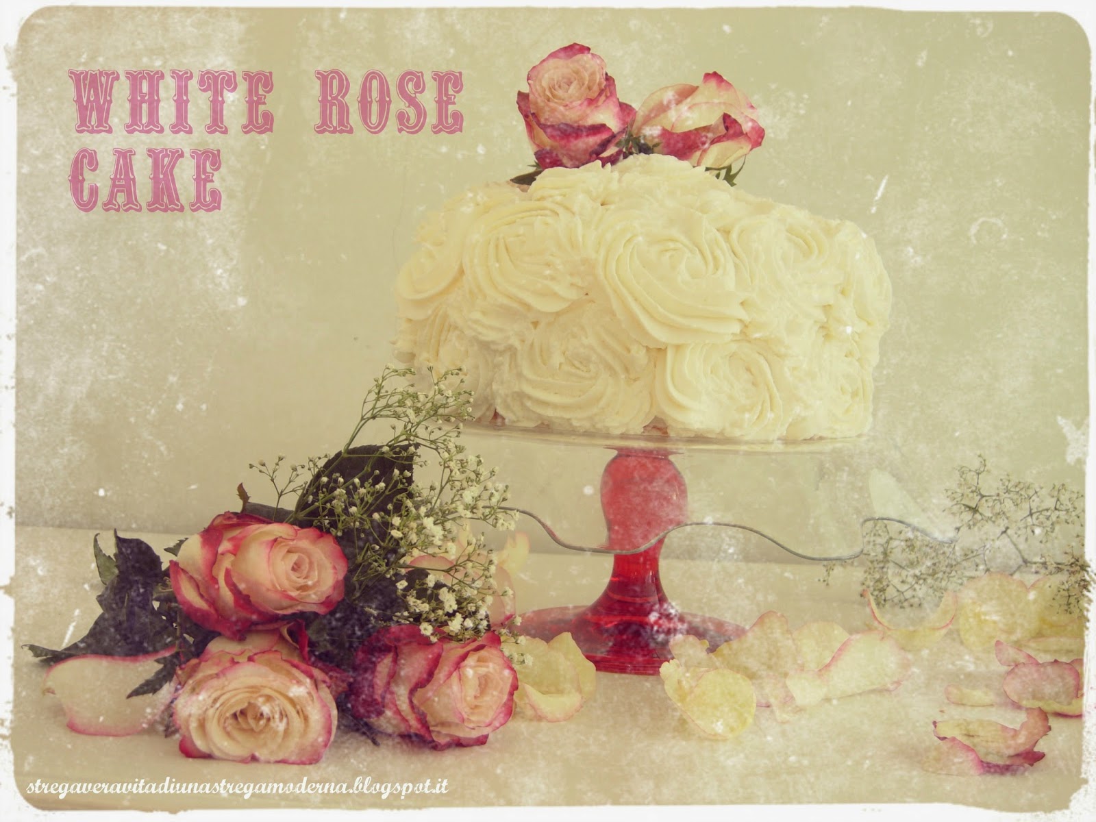 white rose cake