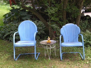 Blue garden chairs